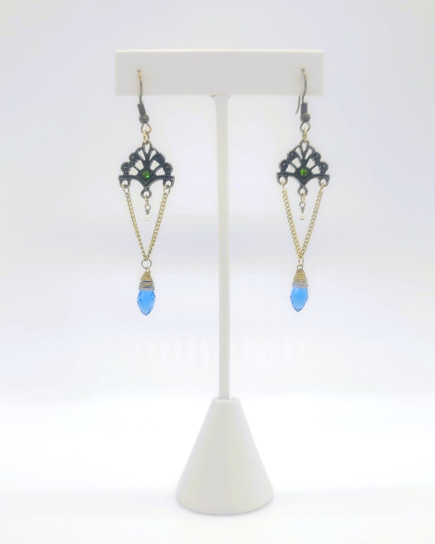 Antiqued Brass / Bronze Intricate Filigree Chandelier Dangle Earrings