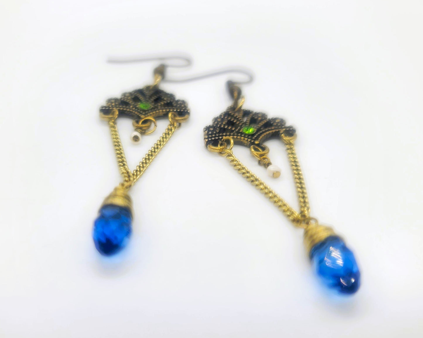 Antiqued Brass / Bronze Intricate Filigree Chandelier Dangle Earrings