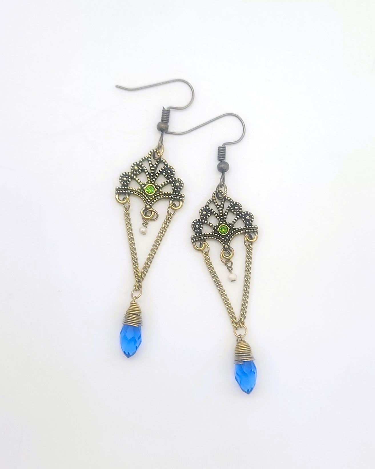 Antiqued Brass / Bronze Intricate Filigree Chandelier Dangle Earrings