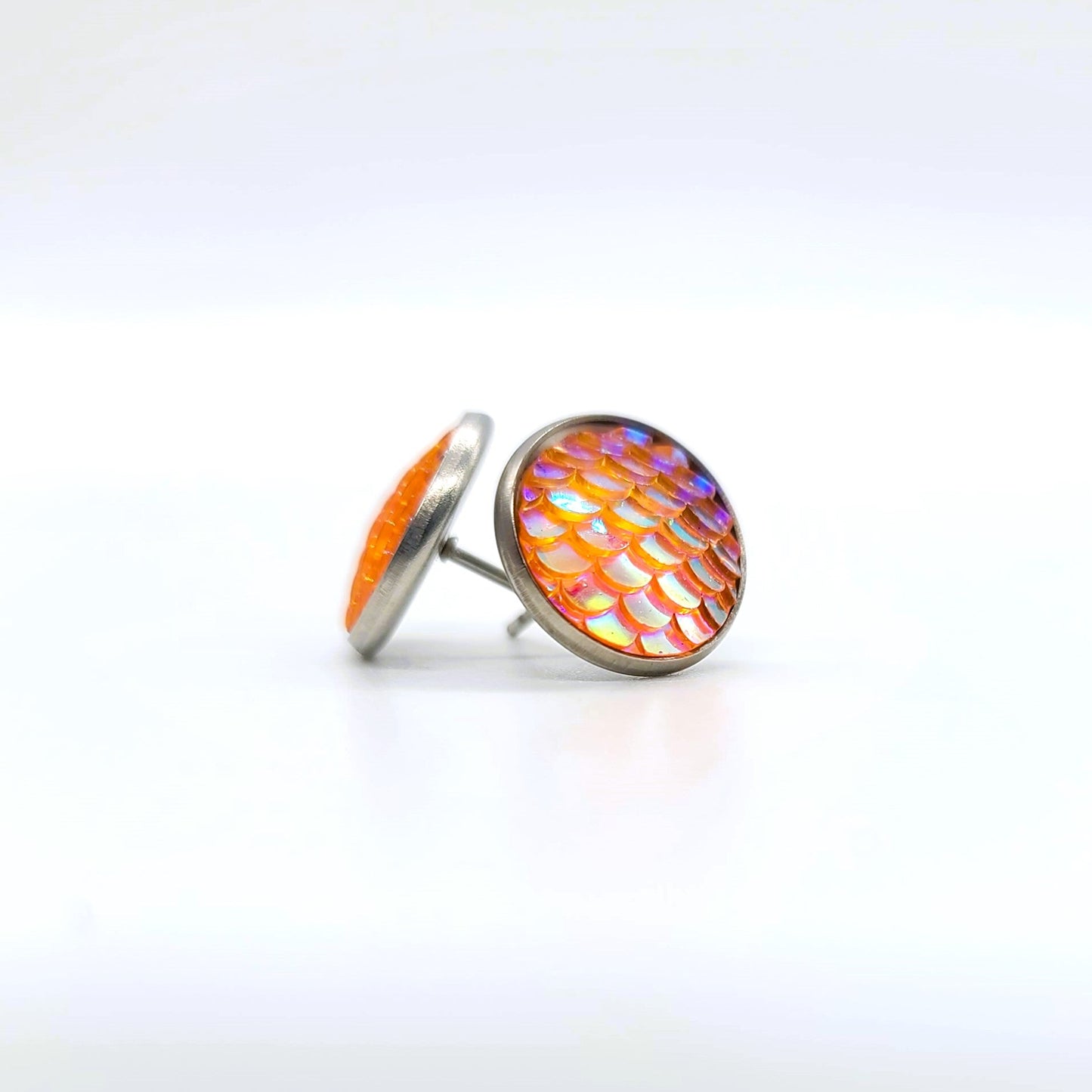 Handcrafted Iridescent Mermaid Scale Post Earrings