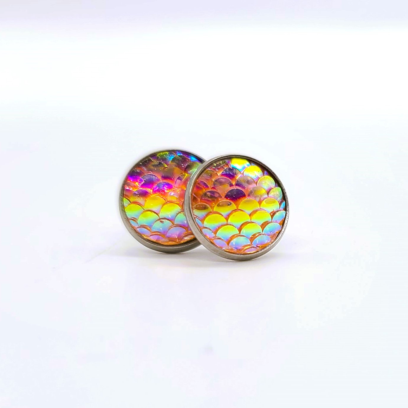 Handcrafted Iridescent Mermaid Scale Post Earrings