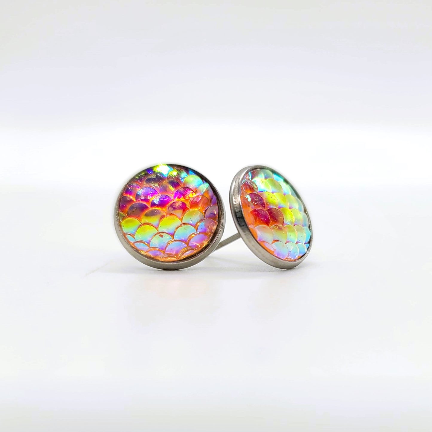 Handcrafted Iridescent Mermaid Scale Post Earrings