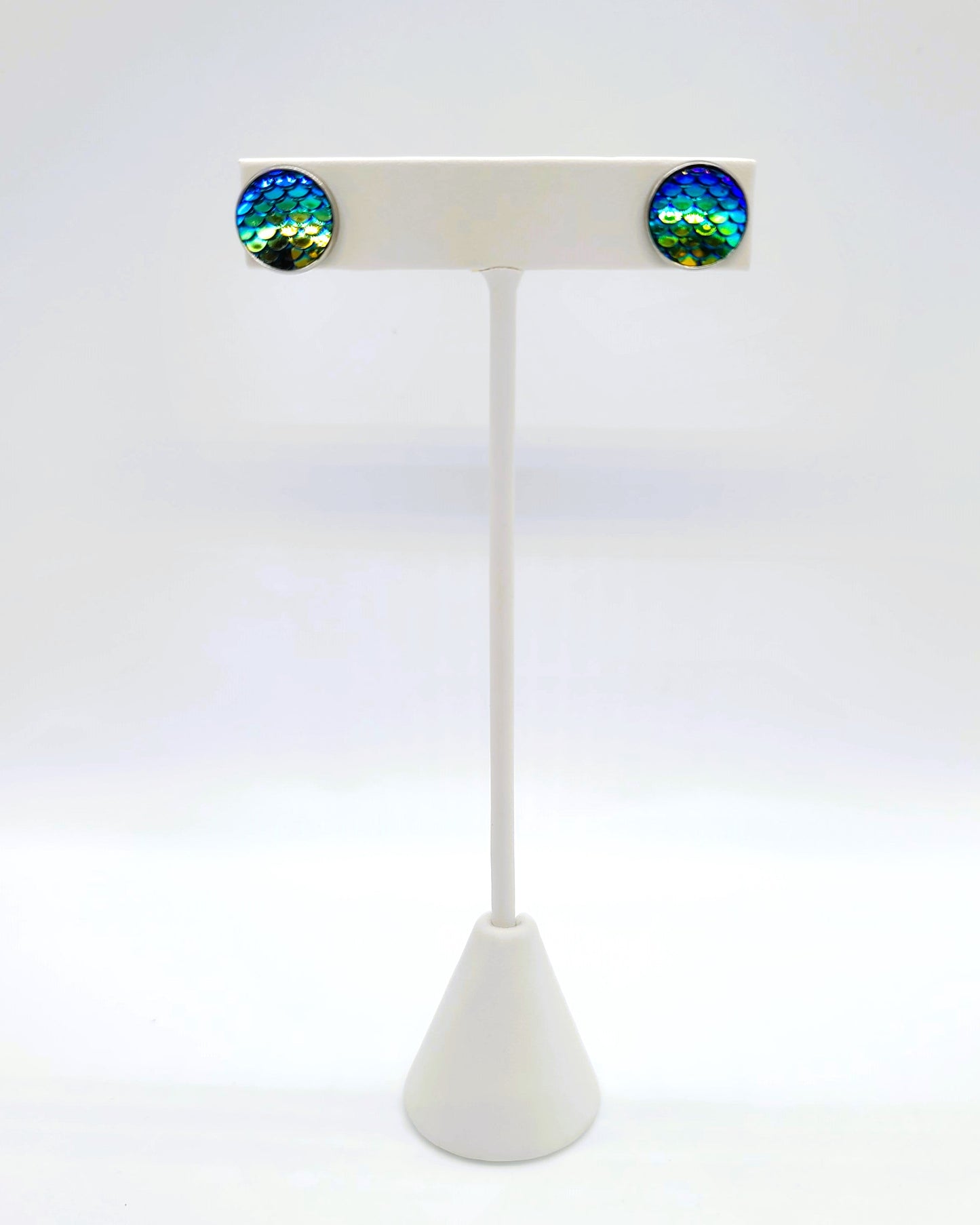 Handcrafted Iridescent Mermaid Scale Post Earrings