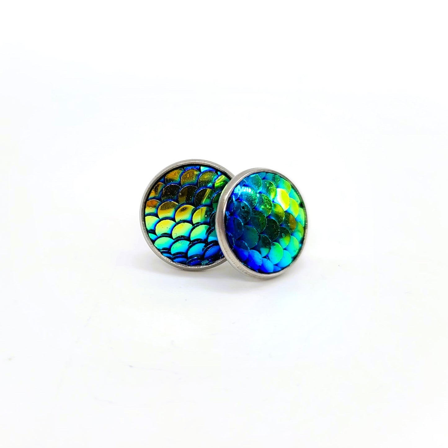 Handcrafted Iridescent Mermaid Scale Post Earrings