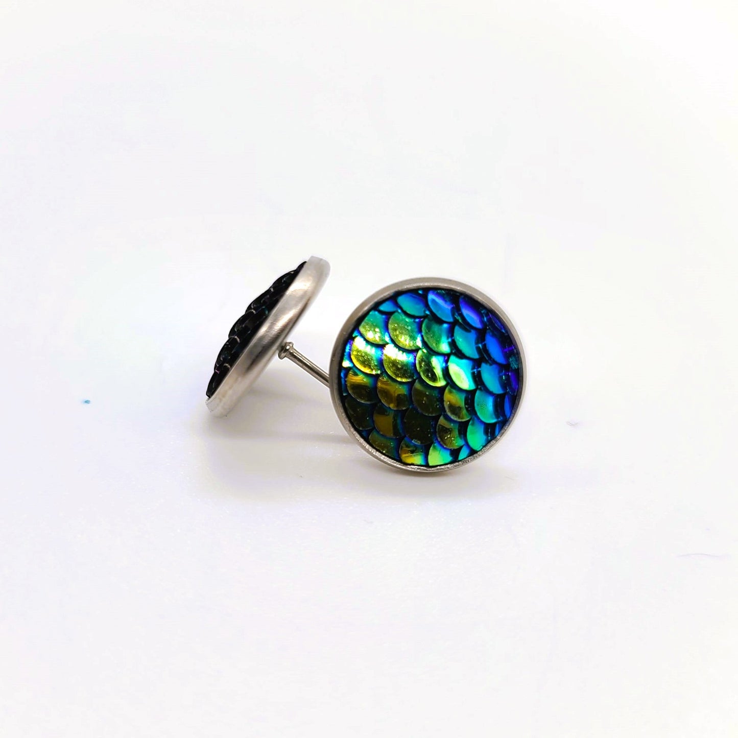 Handcrafted Iridescent Mermaid Scale Post Earrings