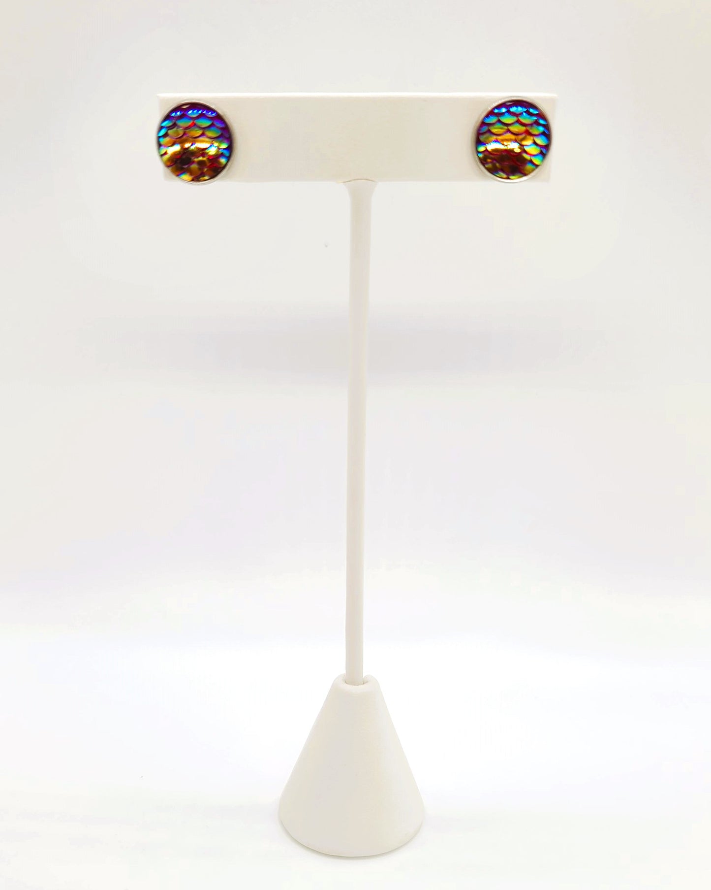 Handcrafted Iridescent Mermaid Scale Post Earrings