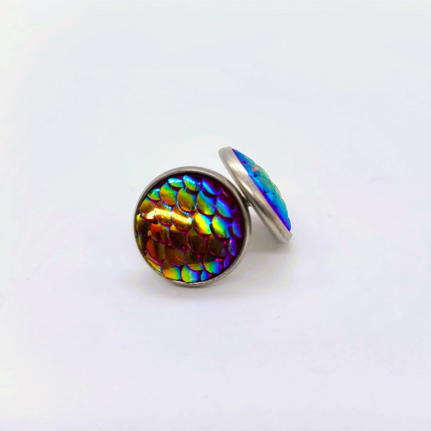 Handcrafted Iridescent Mermaid Scale Post Earrings
