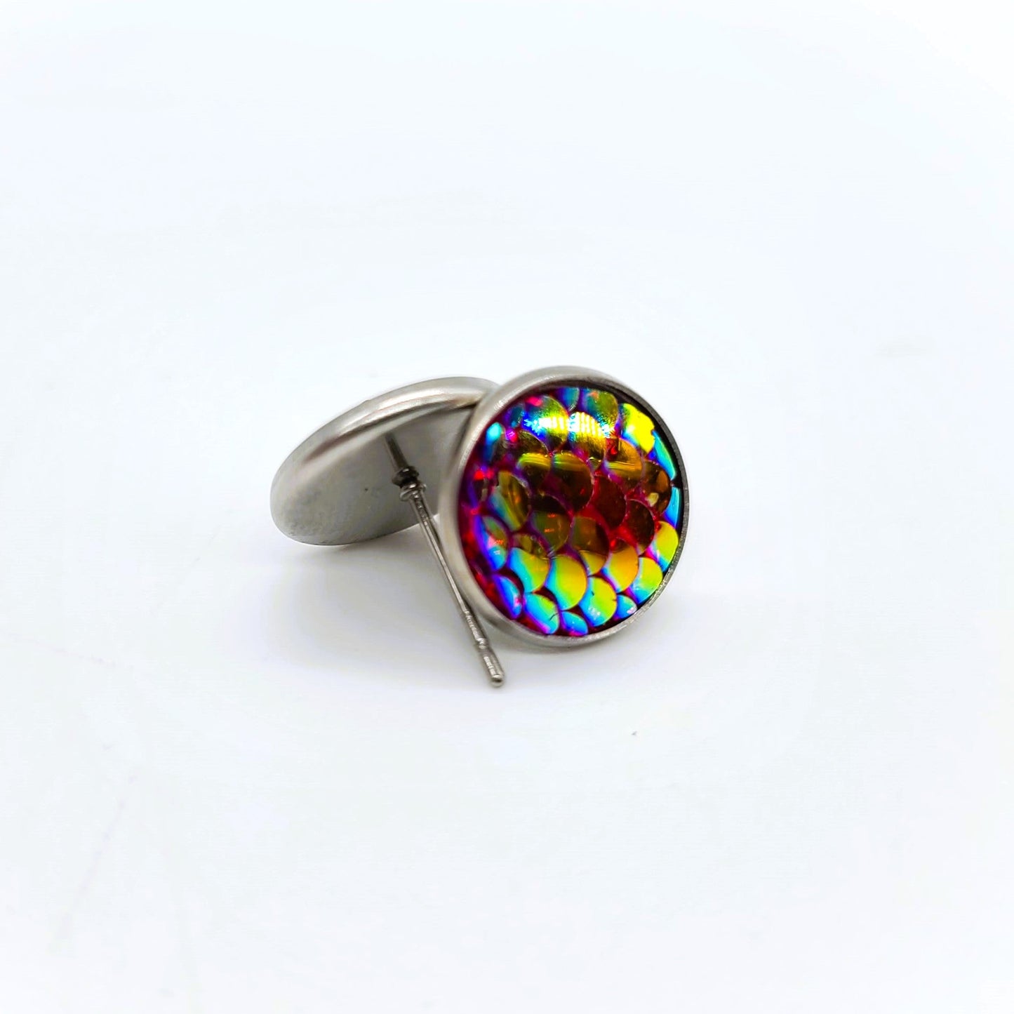 Handcrafted Iridescent Mermaid Scale Post Earrings