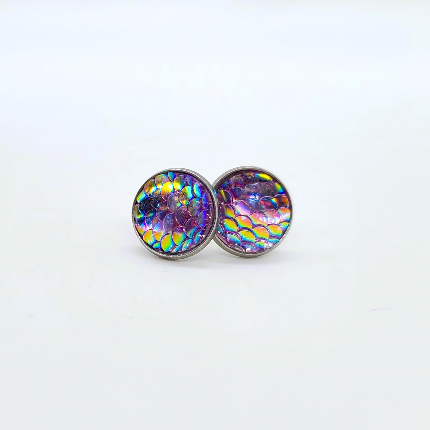 Handcrafted Iridescent Mermaid Scale Post Earrings