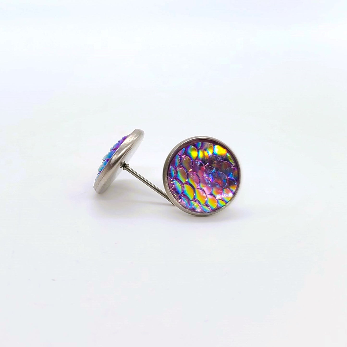 Handcrafted Iridescent Mermaid Scale Post Earrings