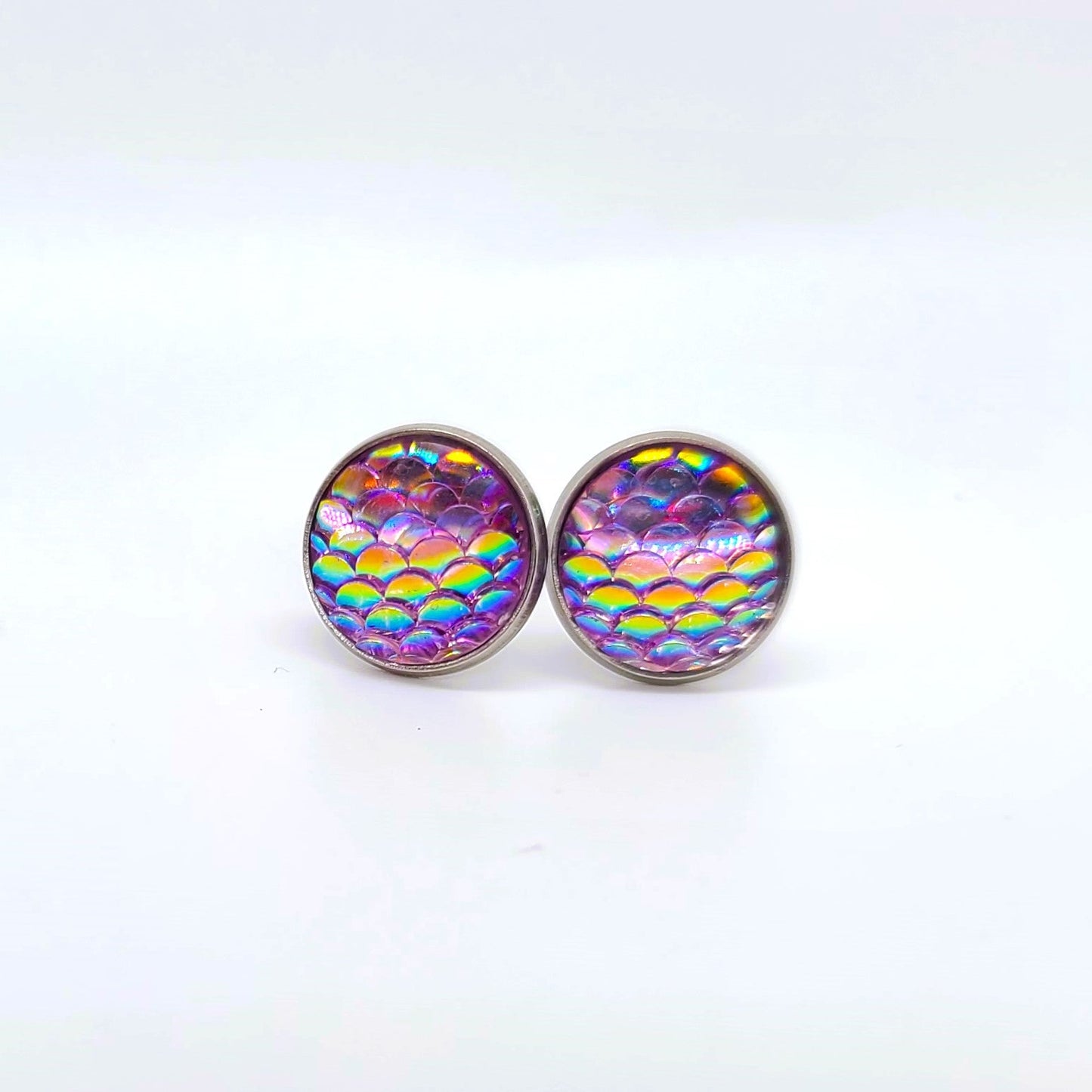 Handcrafted Iridescent Mermaid Scale Post Earrings