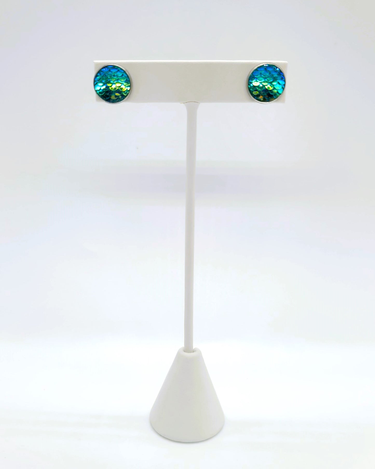 Handcrafted Iridescent Mermaid Scale Post Earrings