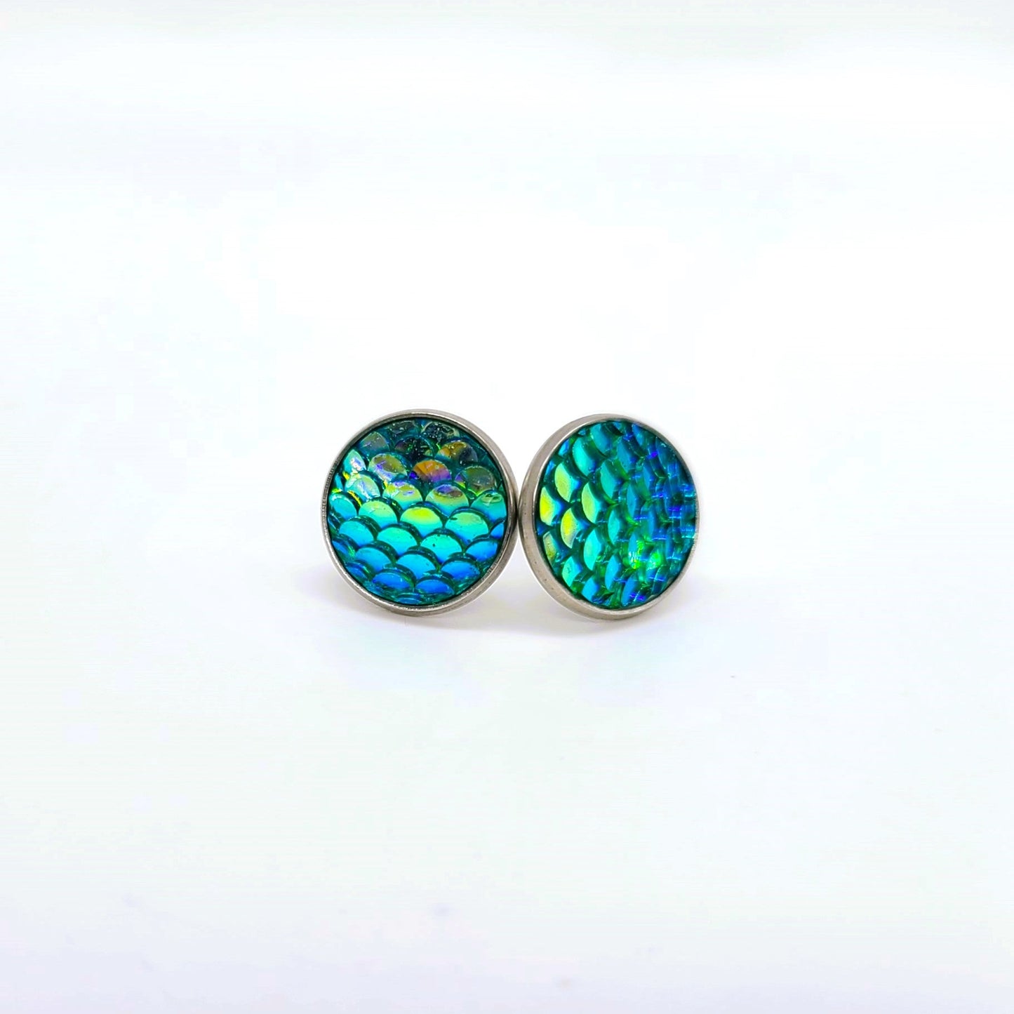 Handcrafted Iridescent Mermaid Scale Post Earrings