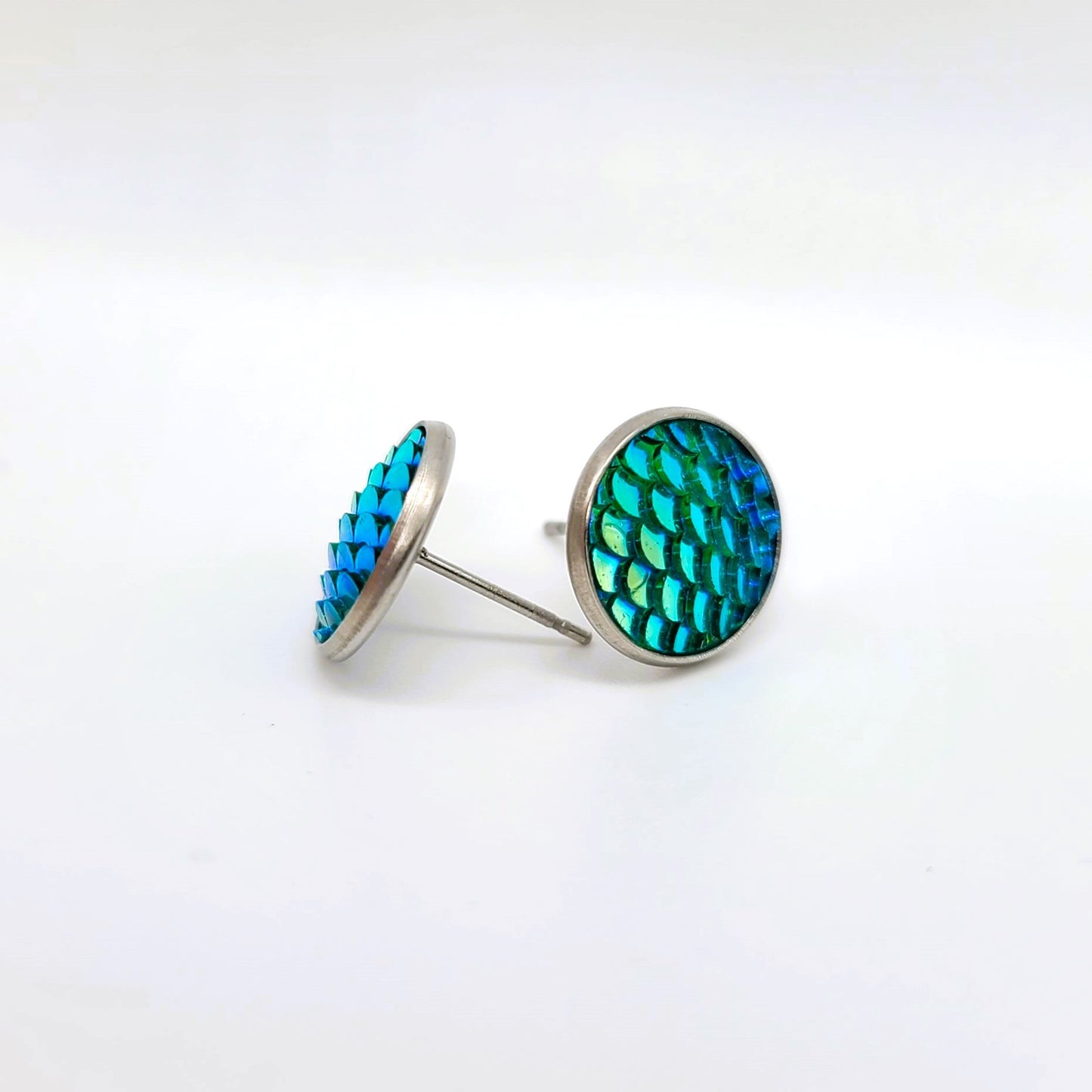 Handcrafted Iridescent Mermaid Scale Post Earrings