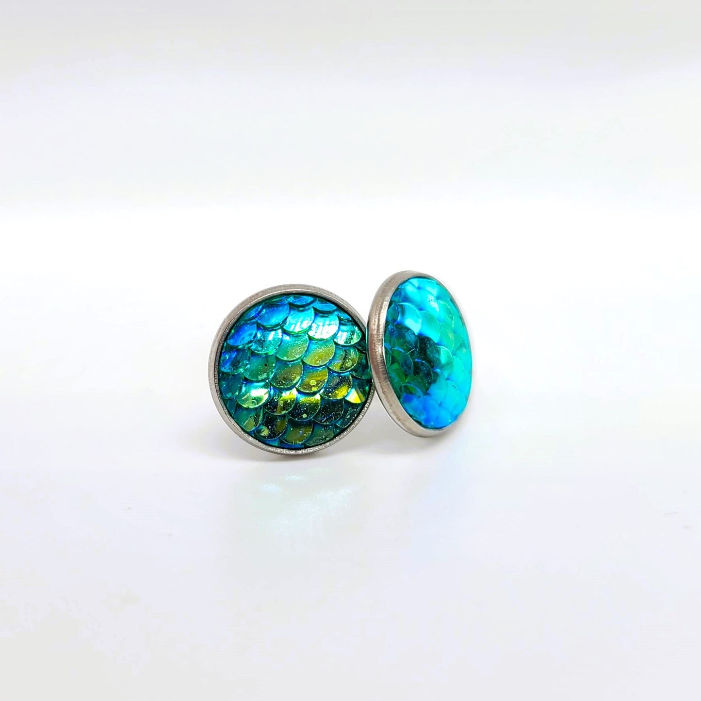 Handcrafted Iridescent Mermaid Scale Post Earrings