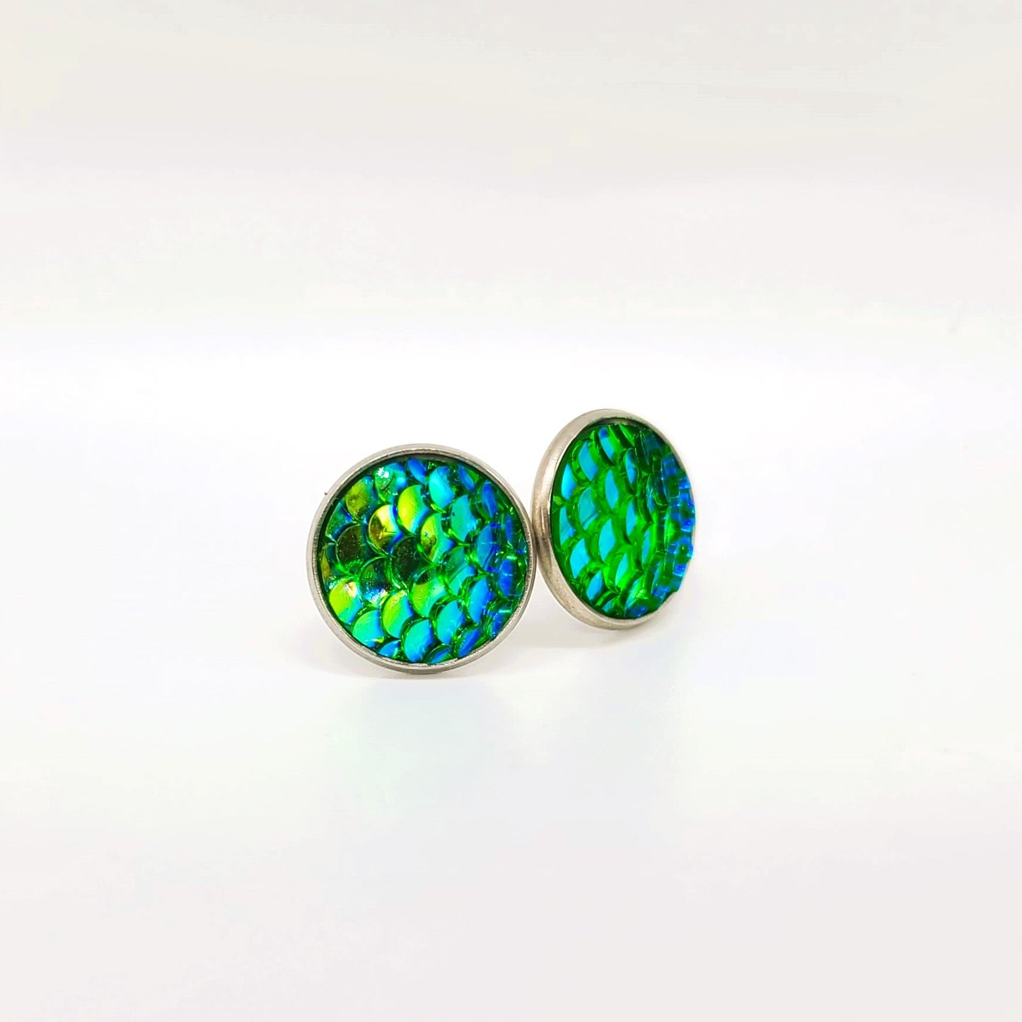 Handcrafted Iridescent Mermaid Scale Post Earrings