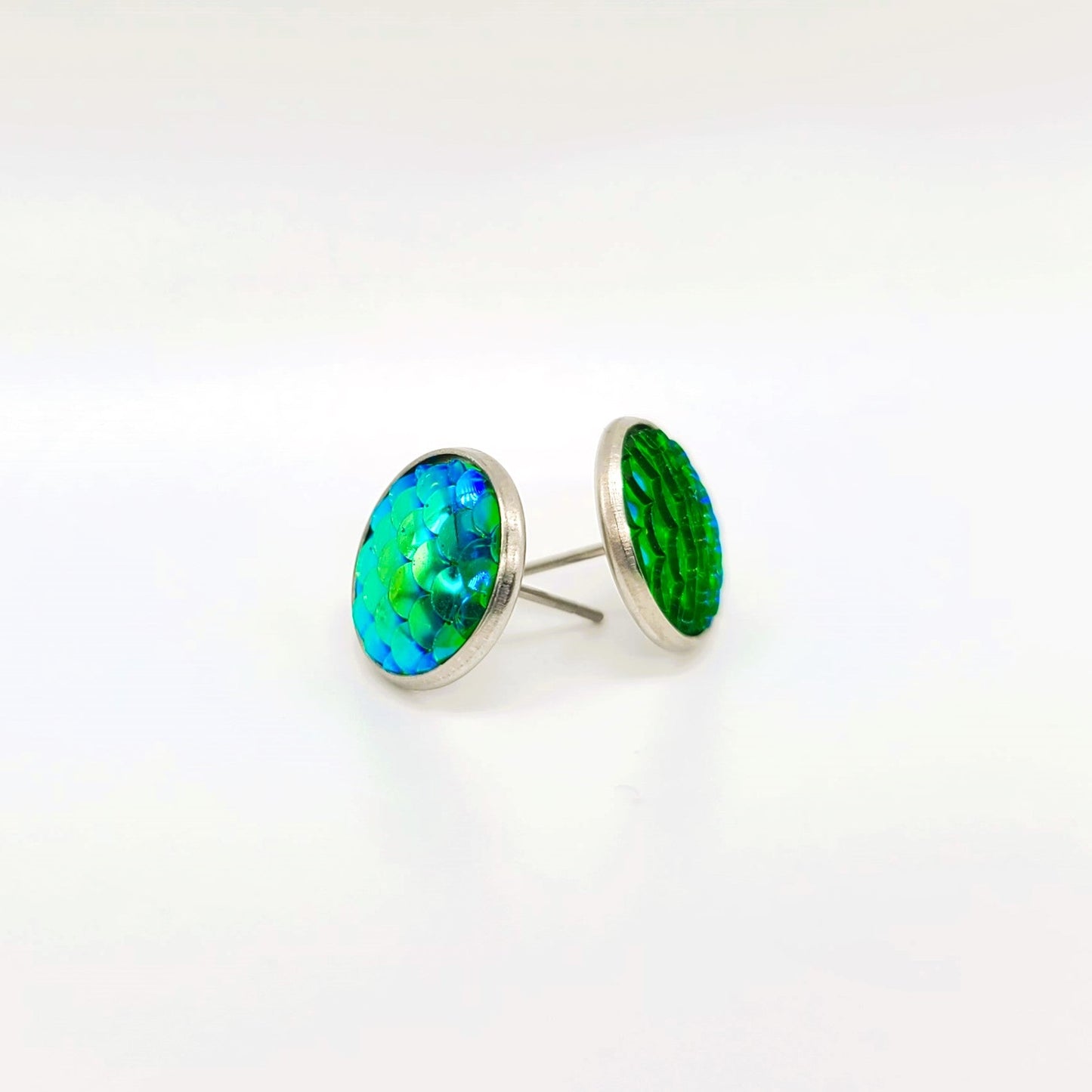 Handcrafted Iridescent Mermaid Scale Post Earrings