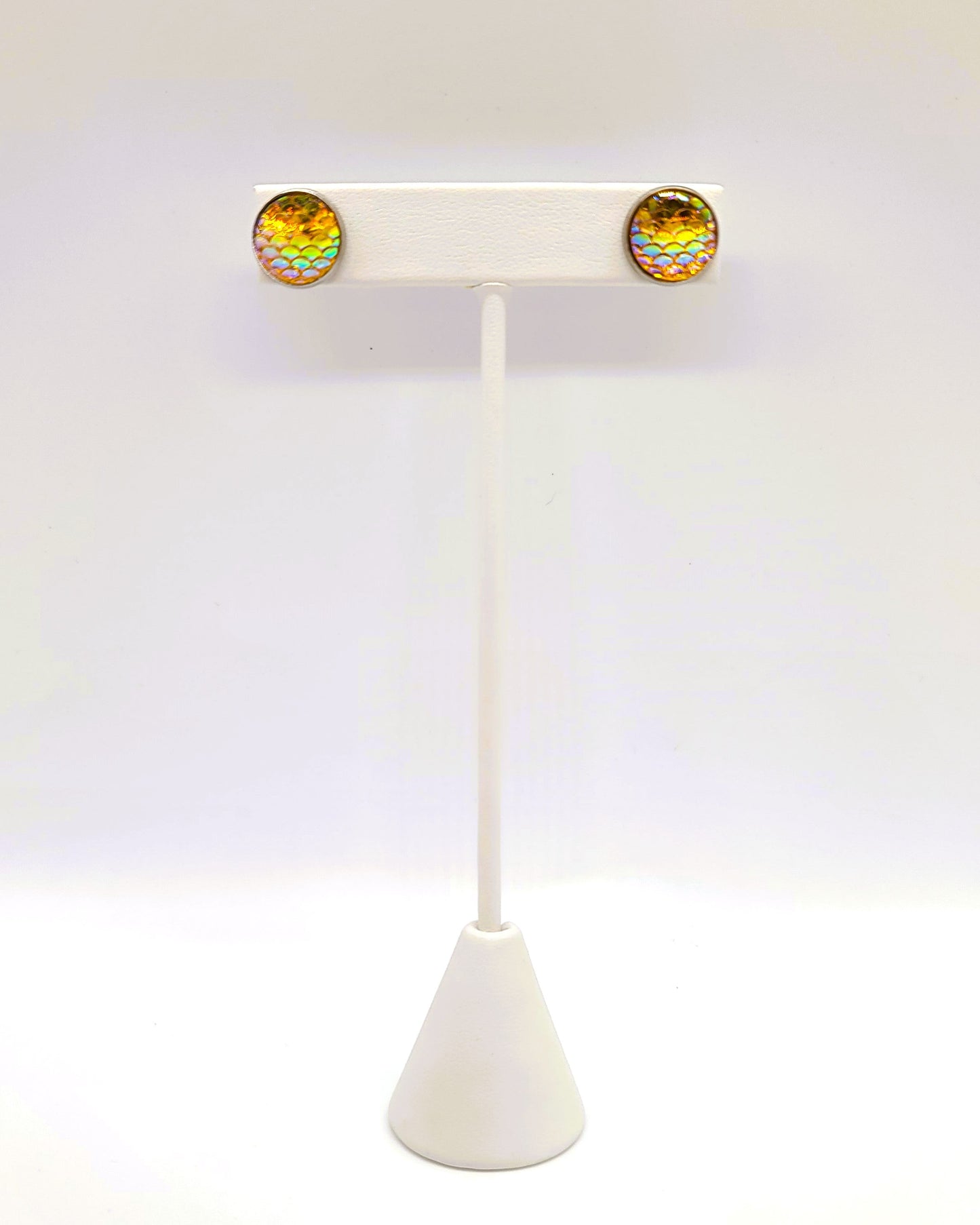 Handcrafted Iridescent Mermaid Scale Post Earrings