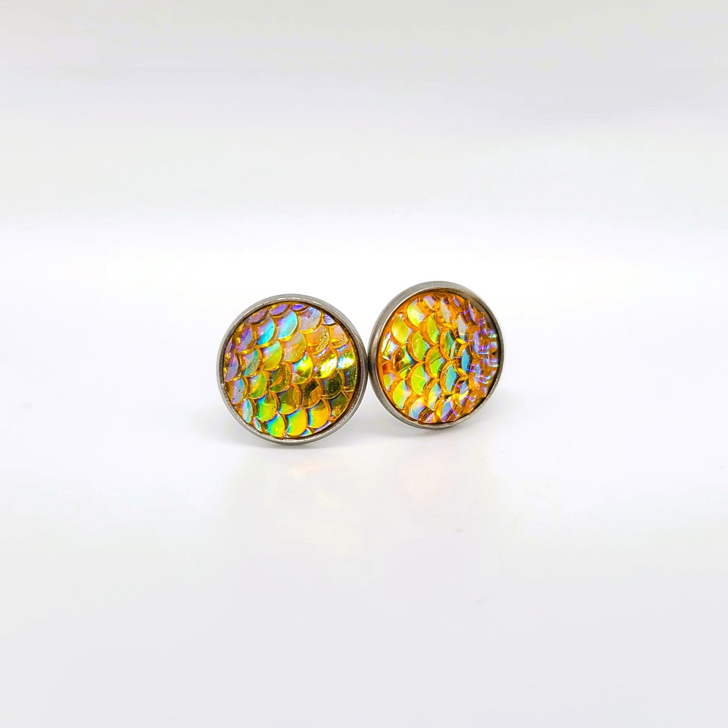 Handcrafted Iridescent Mermaid Scale Post Earrings