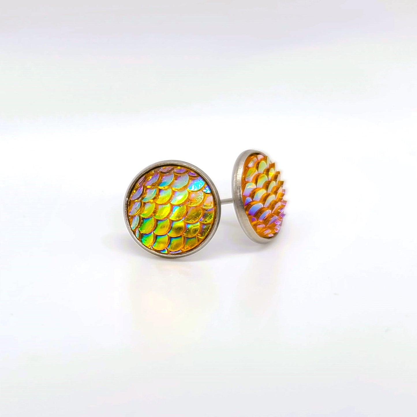 Handcrafted Iridescent Mermaid Scale Post Earrings