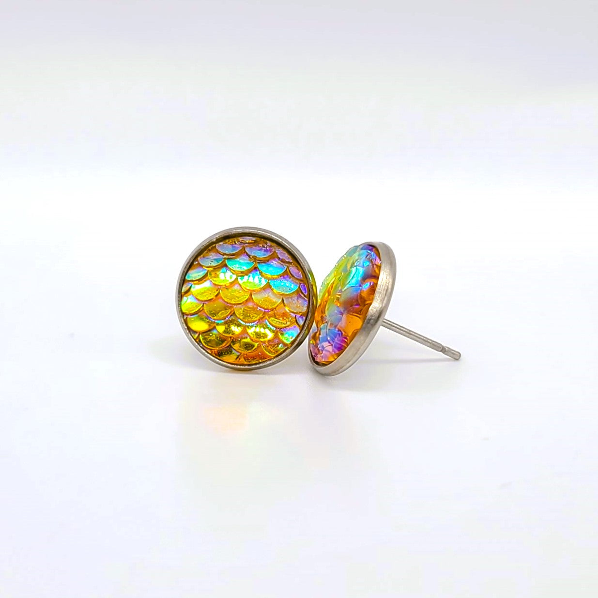 Handcrafted Iridescent Mermaid Scale Post Earrings