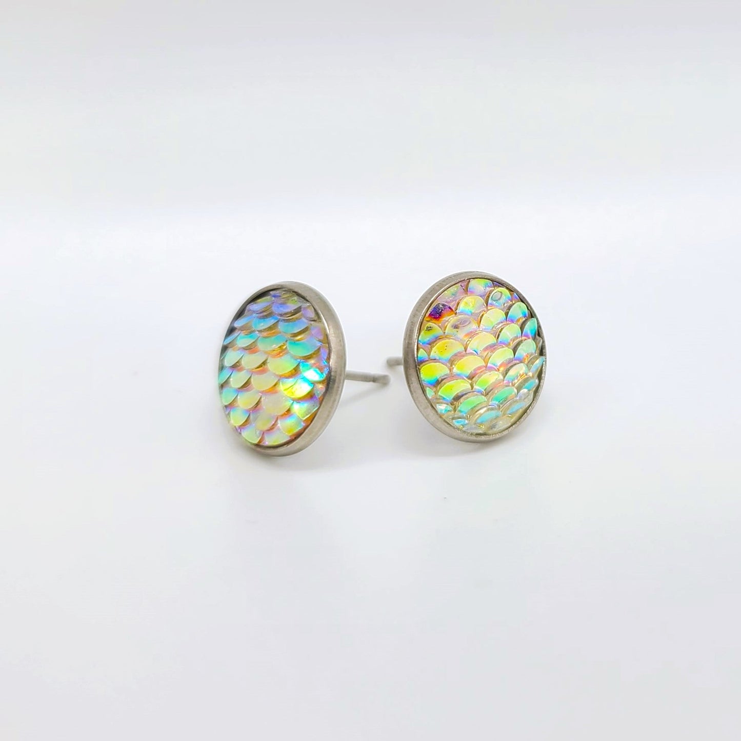 Handcrafted Iridescent Mermaid Scale Post Earrings