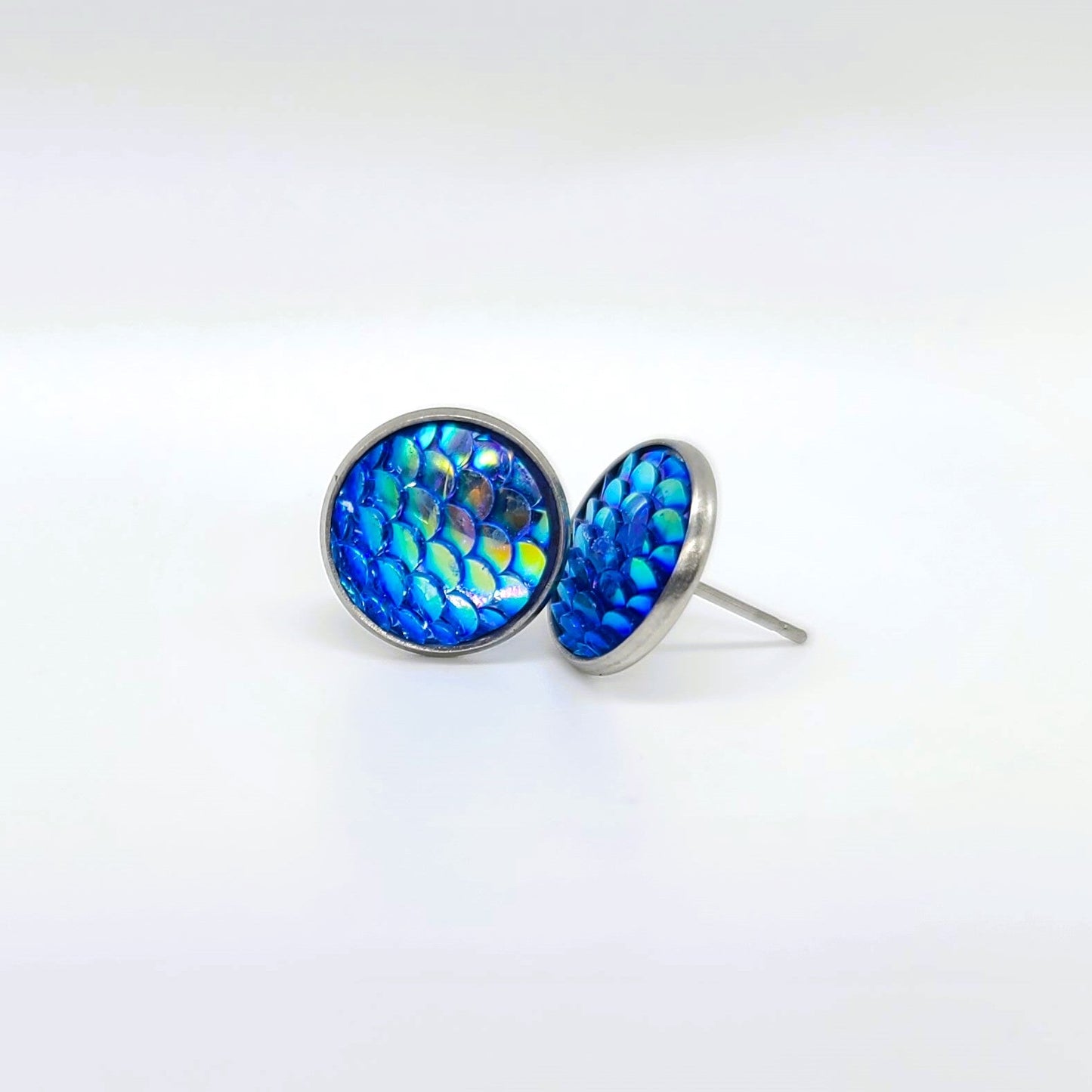 Handcrafted Iridescent Mermaid Scale Post Earrings