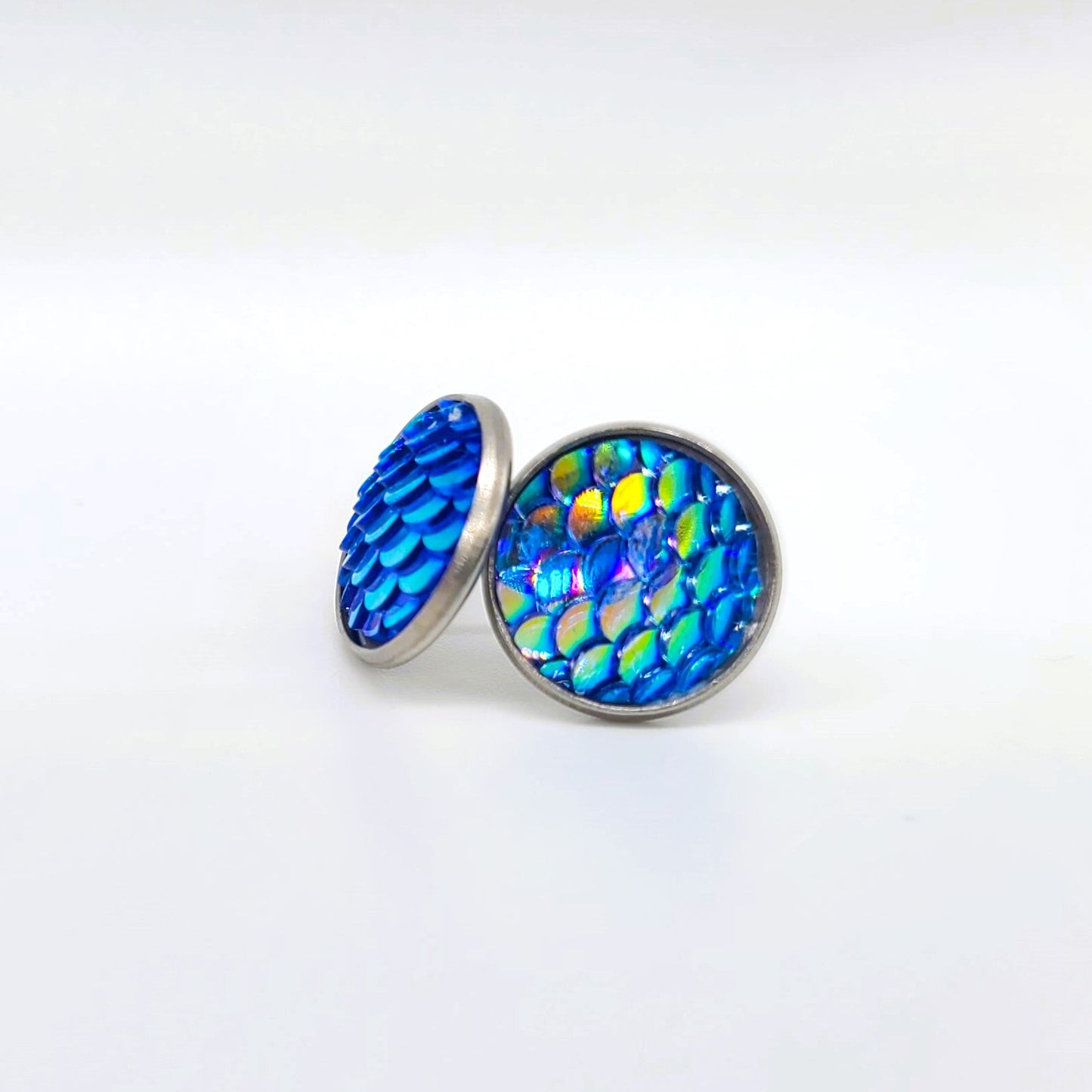 Handcrafted Iridescent Mermaid Scale Post Earrings