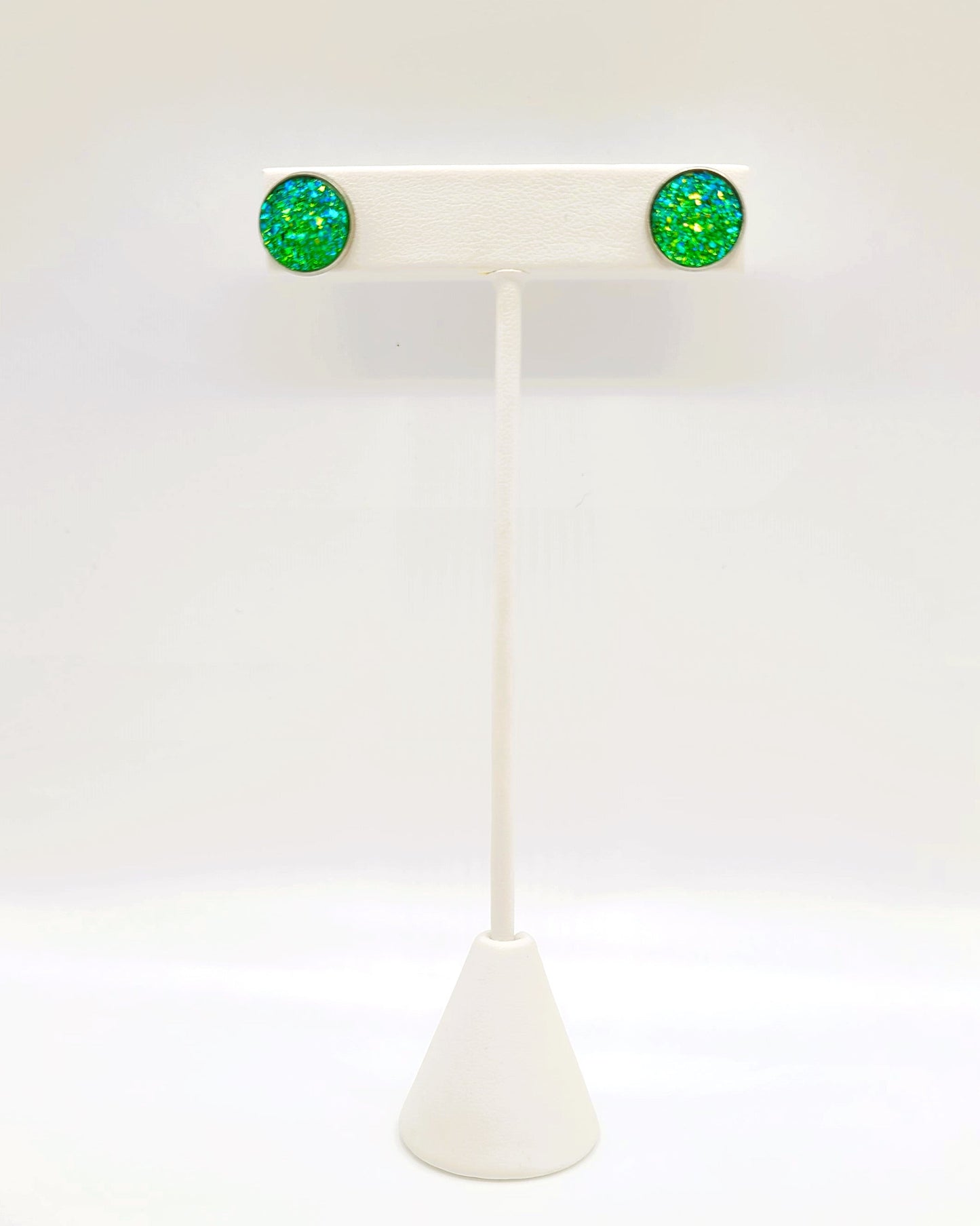 Handcrafted Iridescent Druzy Stone Post Earrings