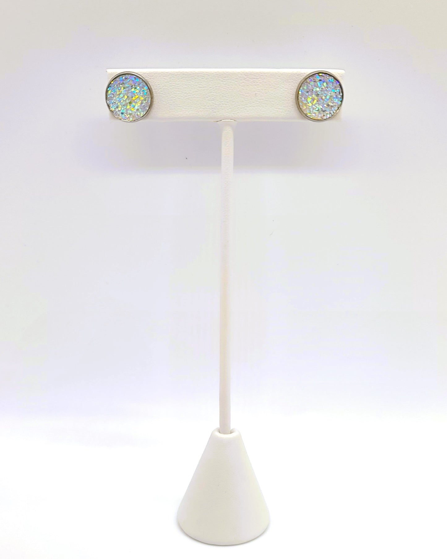 Handcrafted Iridescent Druzy Stone Post Earrings