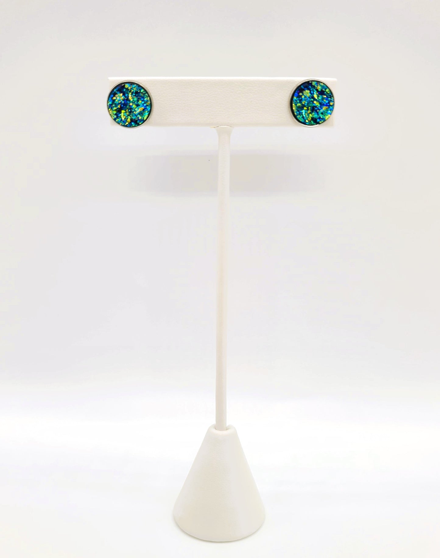 Handcrafted Iridescent Druzy Stone Post Earrings