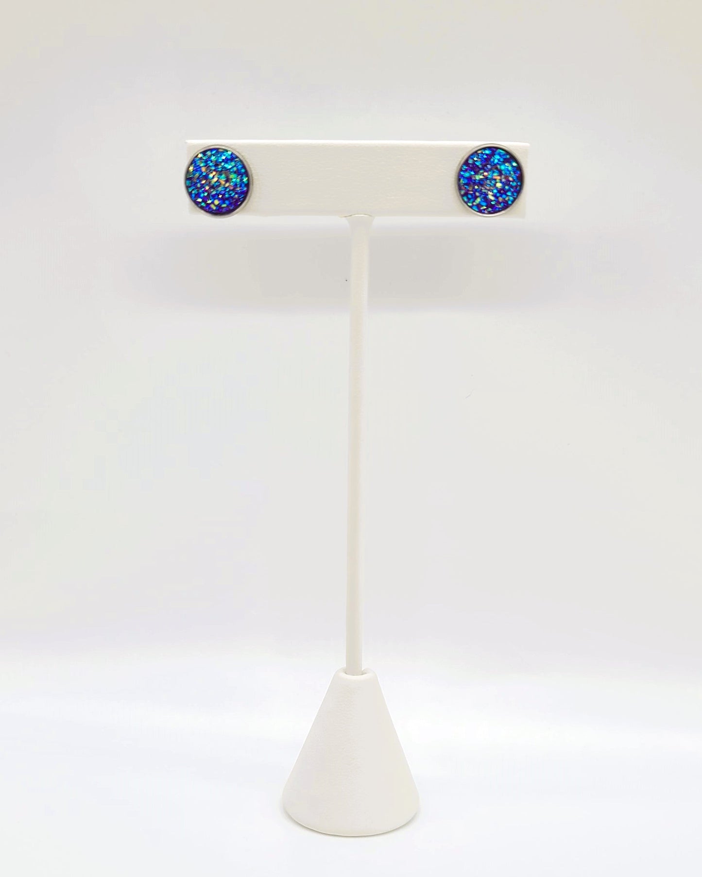 Handcrafted Iridescent Druzy Stone Post Earrings