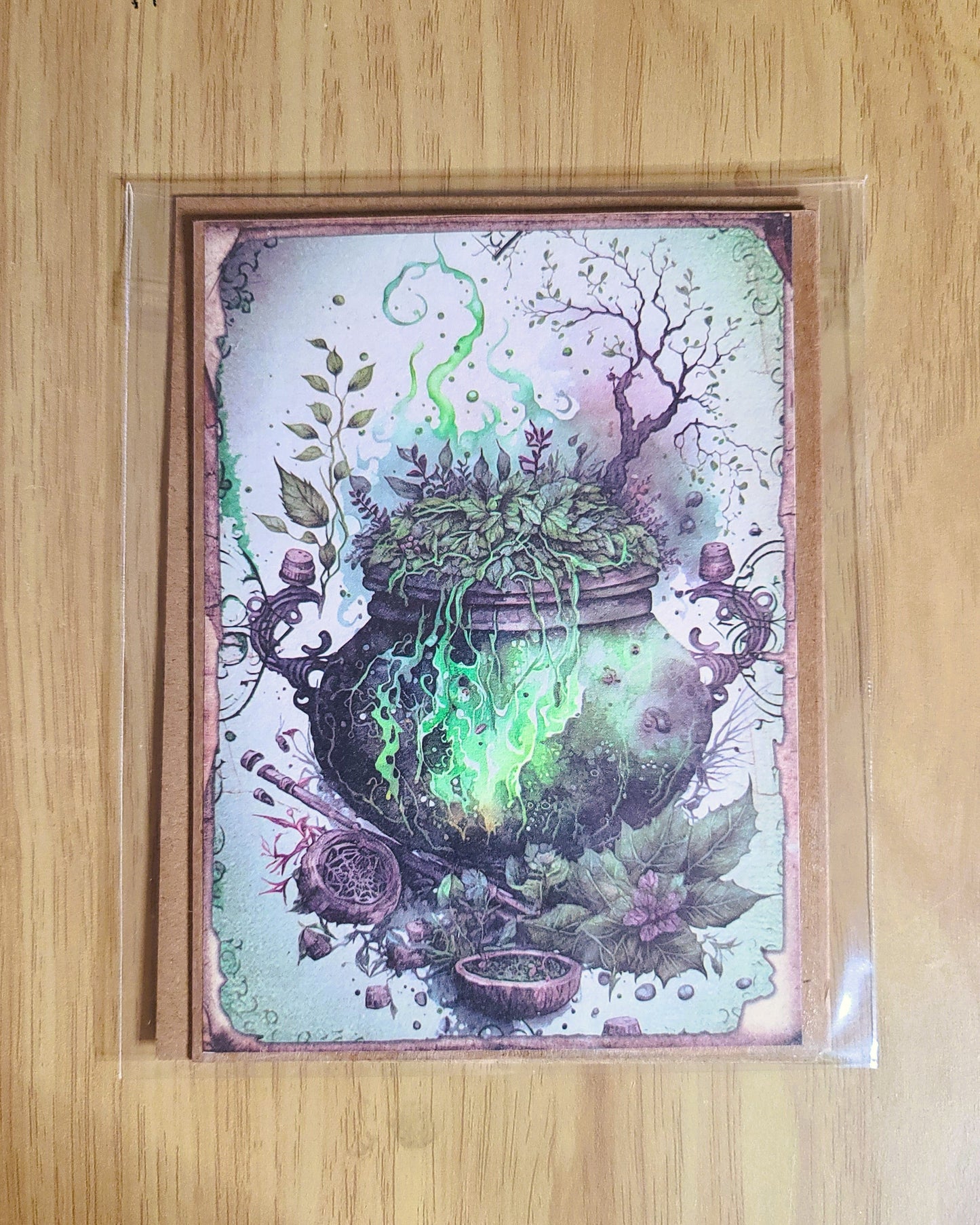 Spooky Gothic Witchy Halloween Greeting Card with Envelope