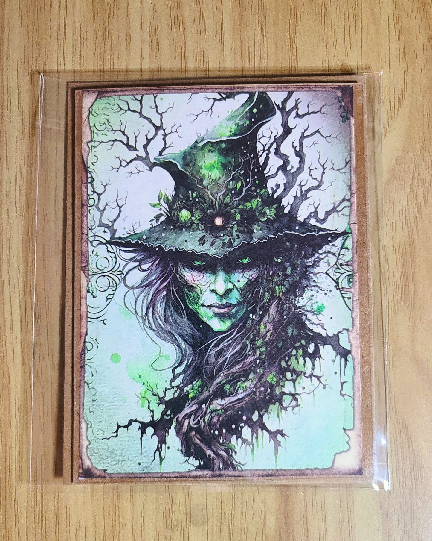 Spooky Gothic Witchy Halloween Greeting Card with Envelope