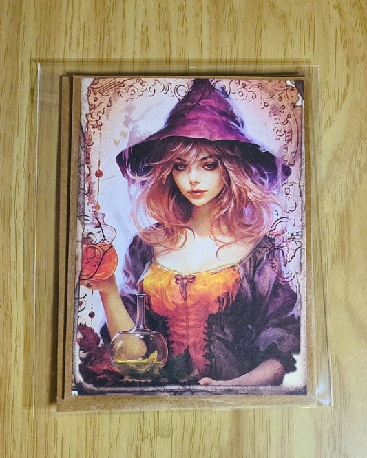 Spooky Gothic Witchy Halloween Greeting Card with Envelope