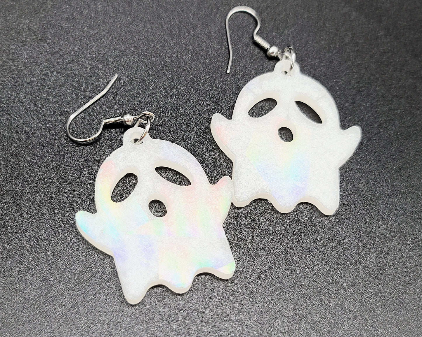 Holographic Spooky Halloween Ghost Earrings - Eco-Friendly Resin