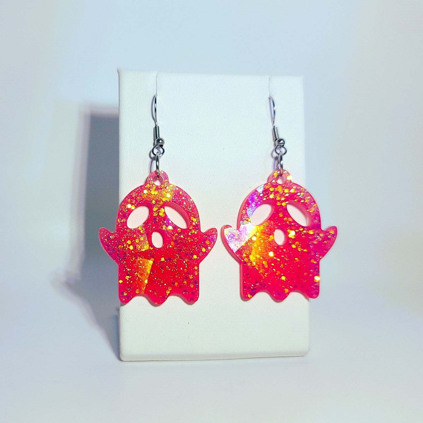 Holographic Spooky Halloween Ghost Earrings - Eco-Friendly Resin