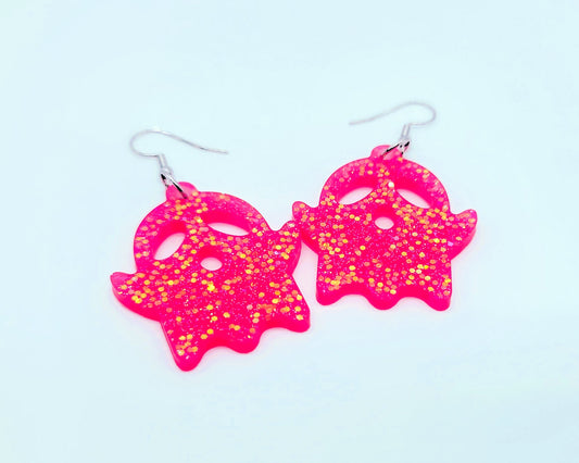 Holographic Spooky Halloween Ghost Earrings - Eco-Friendly Resin
