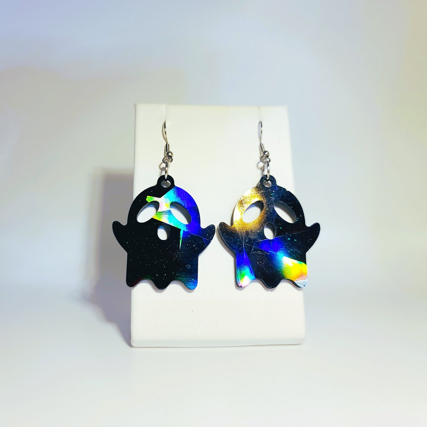 Holographic Spooky Halloween Ghost Earrings - Eco-Friendly Resin