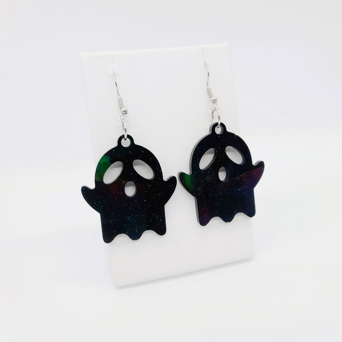 Holographic Spooky Halloween Ghost Earrings - Eco-Friendly Resin