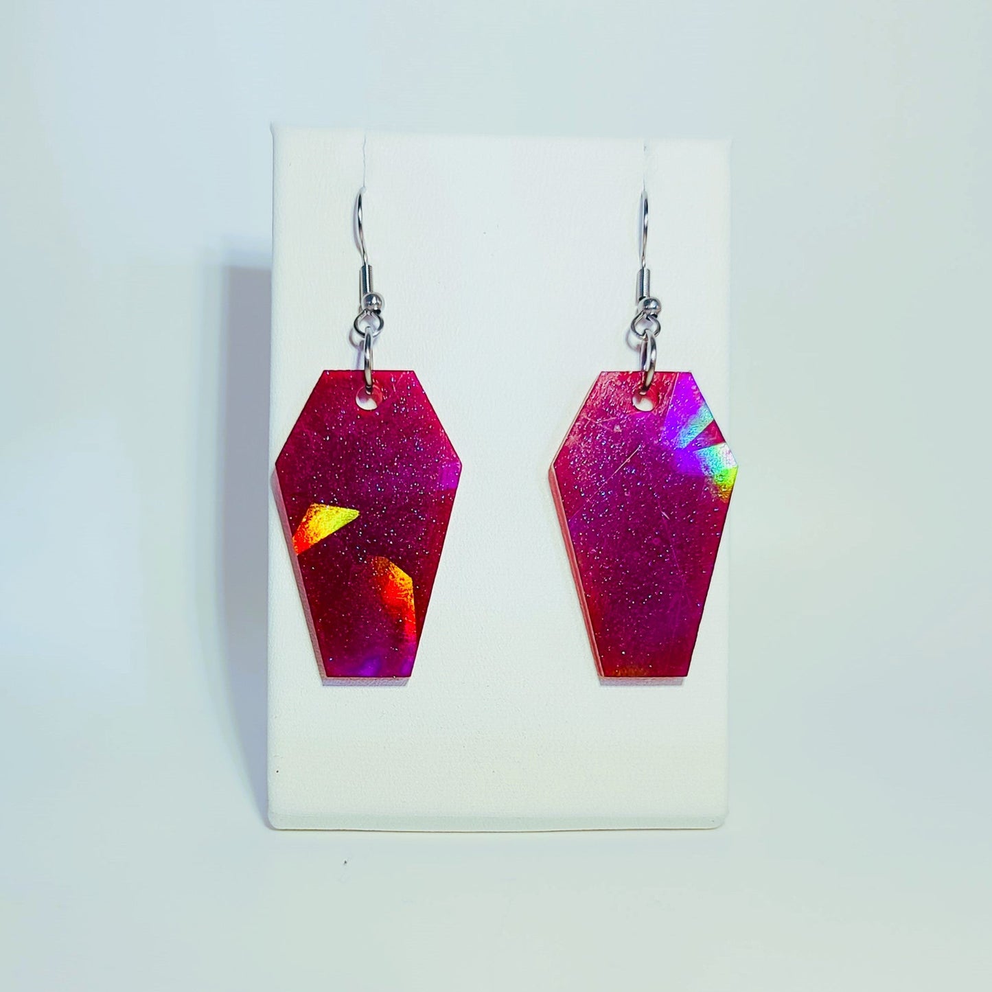Holographic Halloween Coffin Earrings - Eco-Friendly Resin