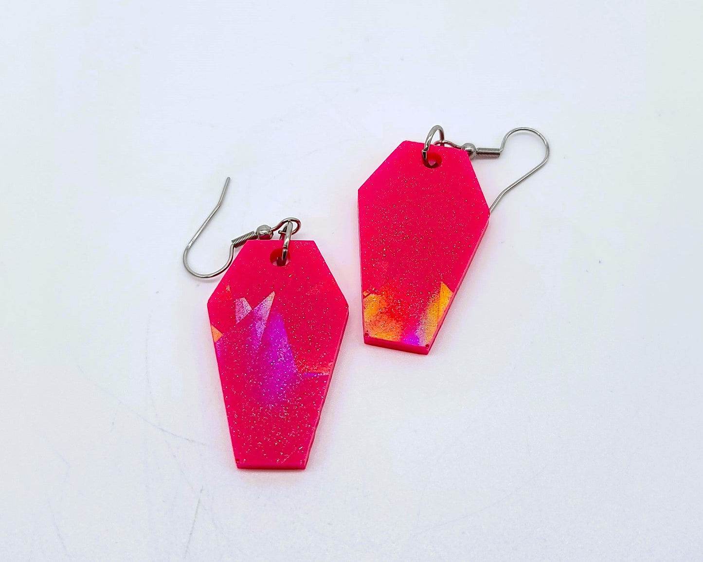 Holographic Halloween Coffin Earrings - Eco-Friendly Resin
