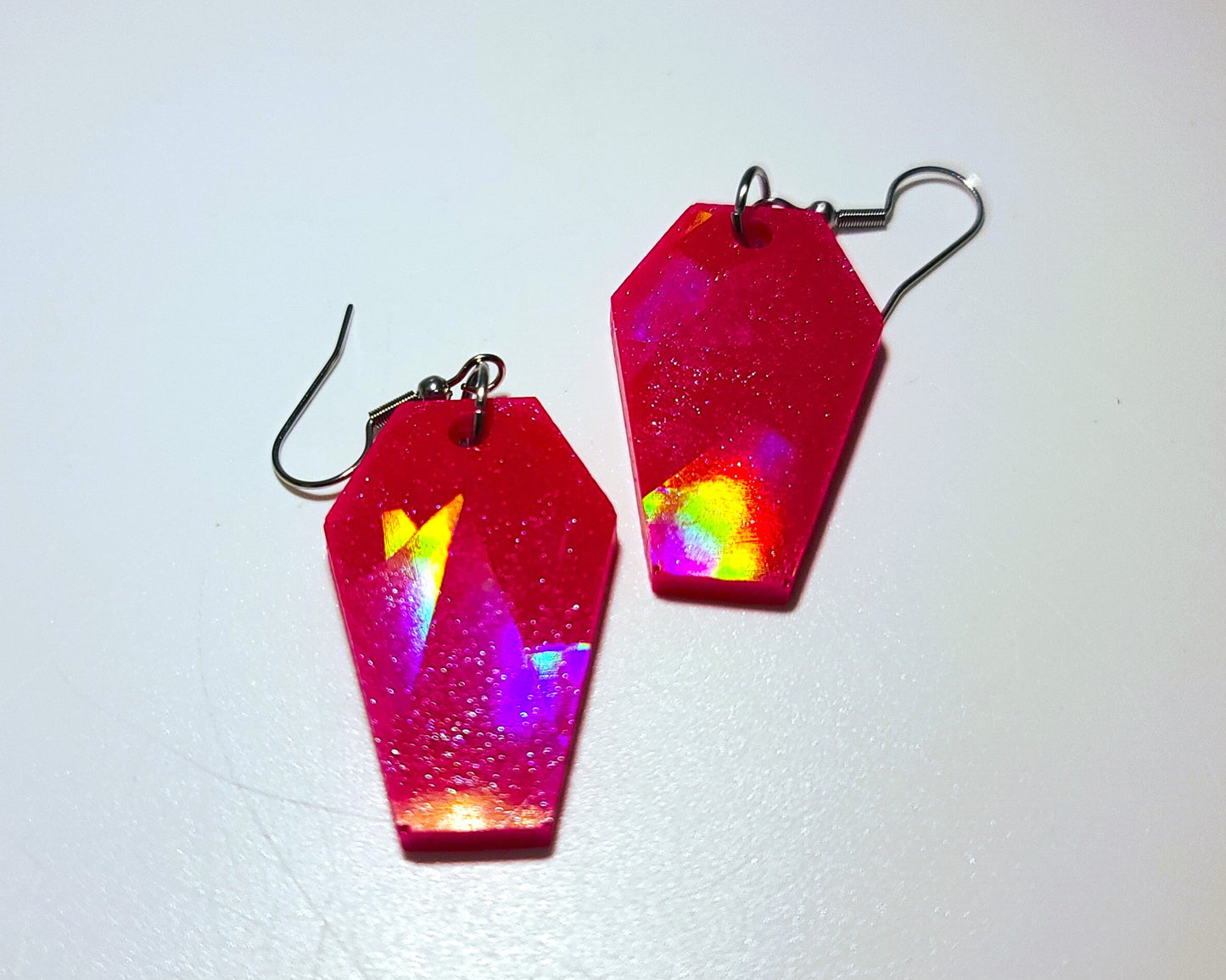 Holographic Halloween Coffin Earrings - Eco-Friendly Resin