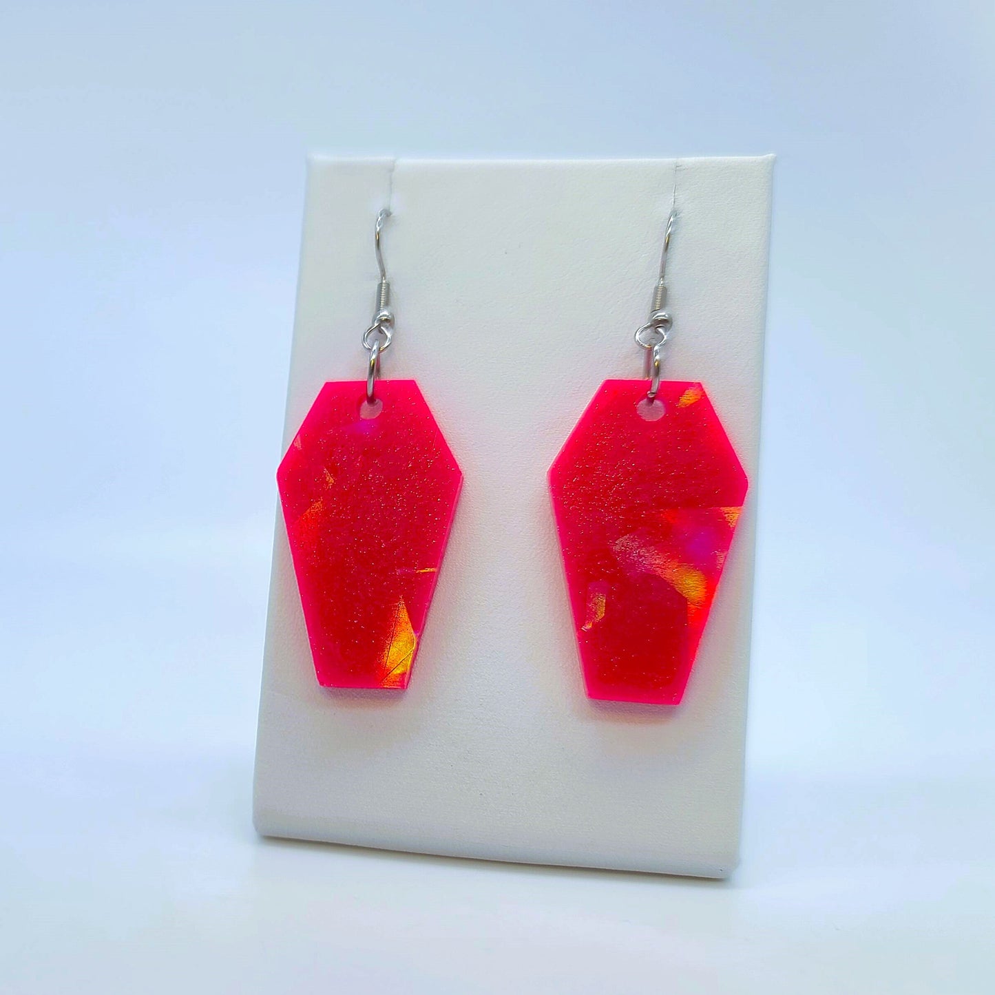 Holographic Halloween Coffin Earrings - Eco-Friendly Resin