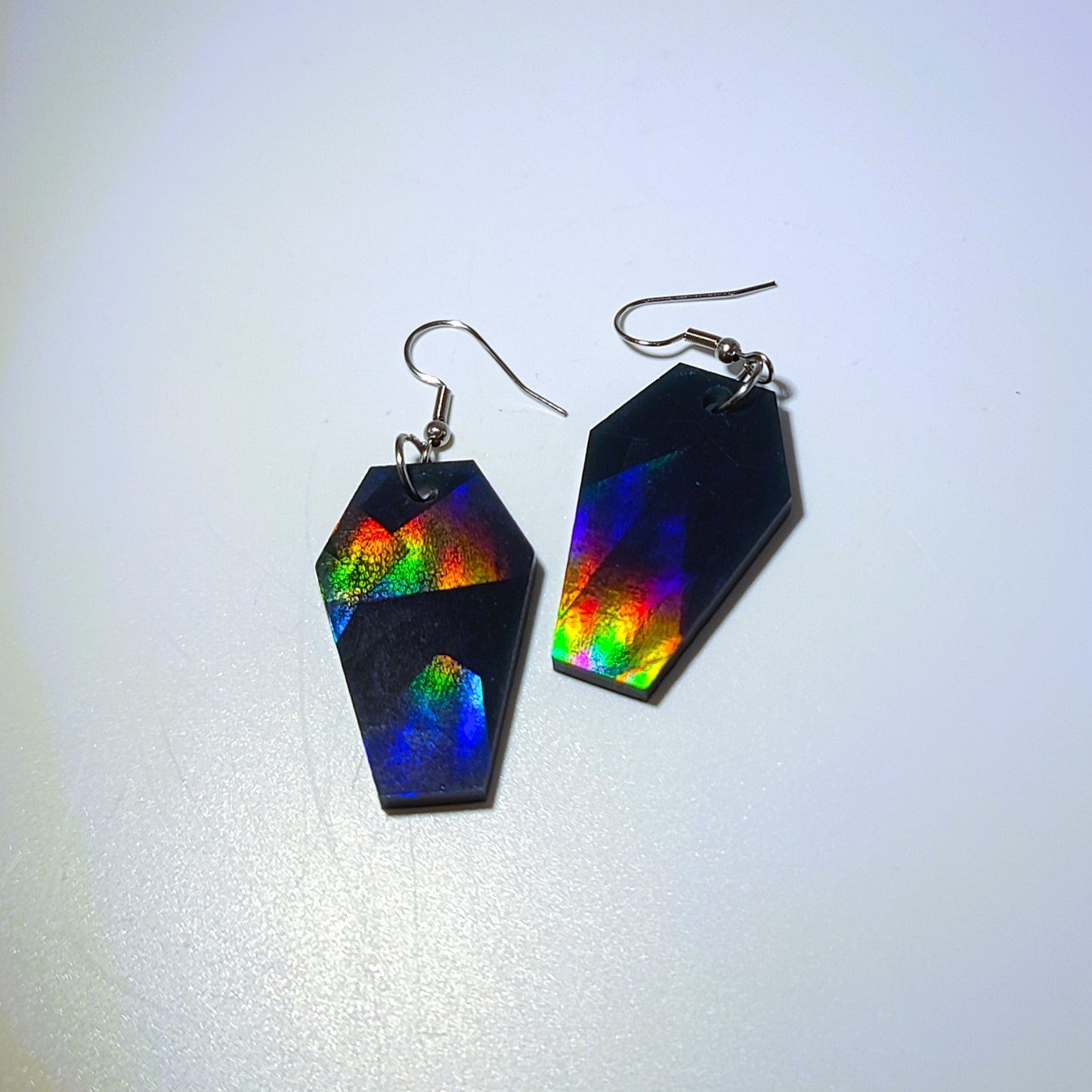 Holographic Halloween Coffin Earrings - Eco-Friendly Resin