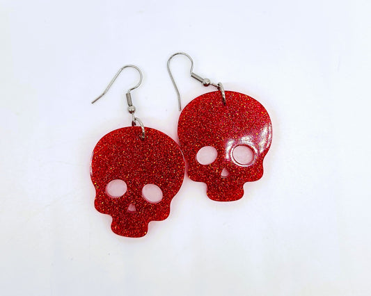 Spooky Halloween Skull Earrings - Eco-Friendly Resin
