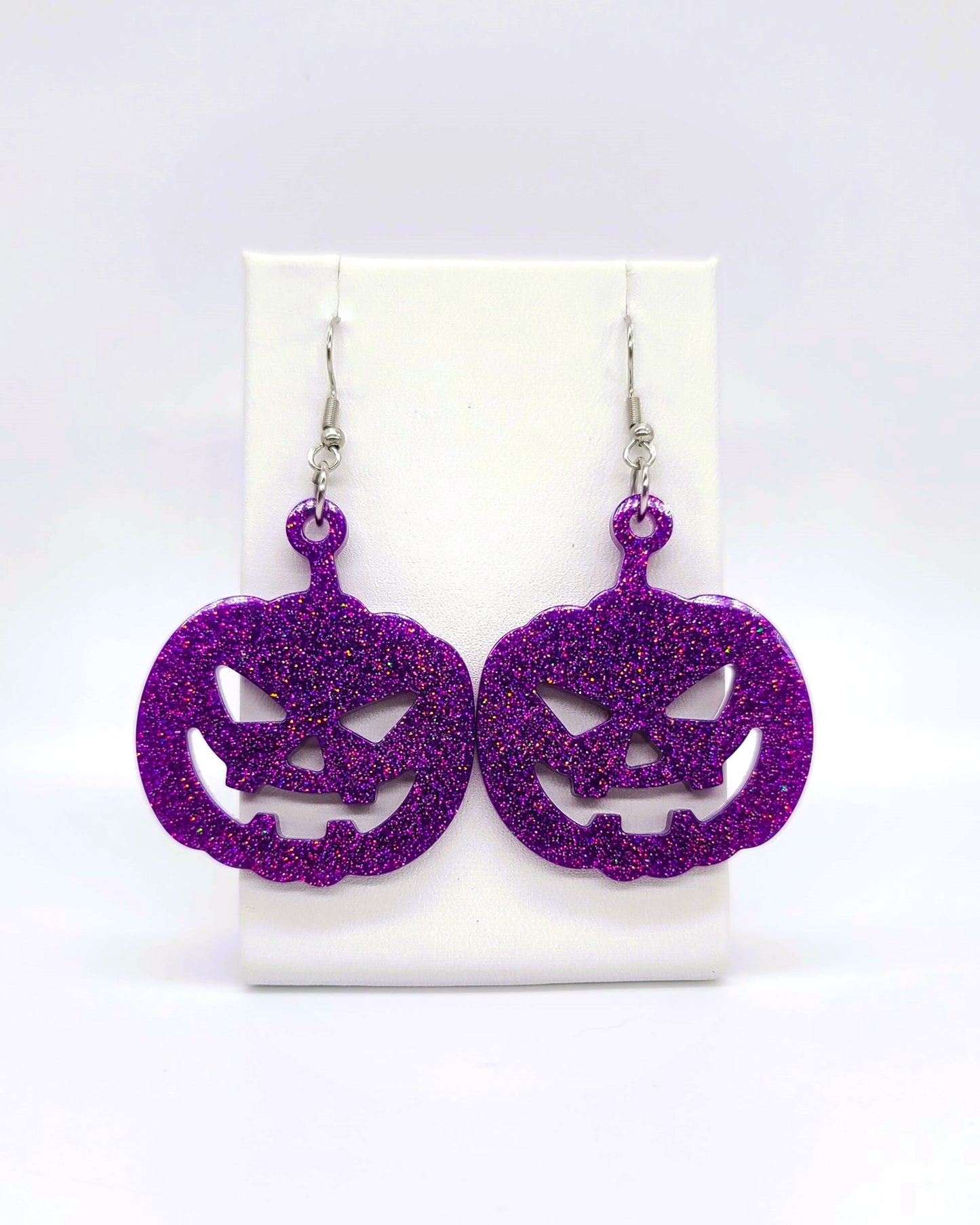 Spooky Halloween Pumpkin Jack-O-Lantern Earrings - Eco-Friendly Resin