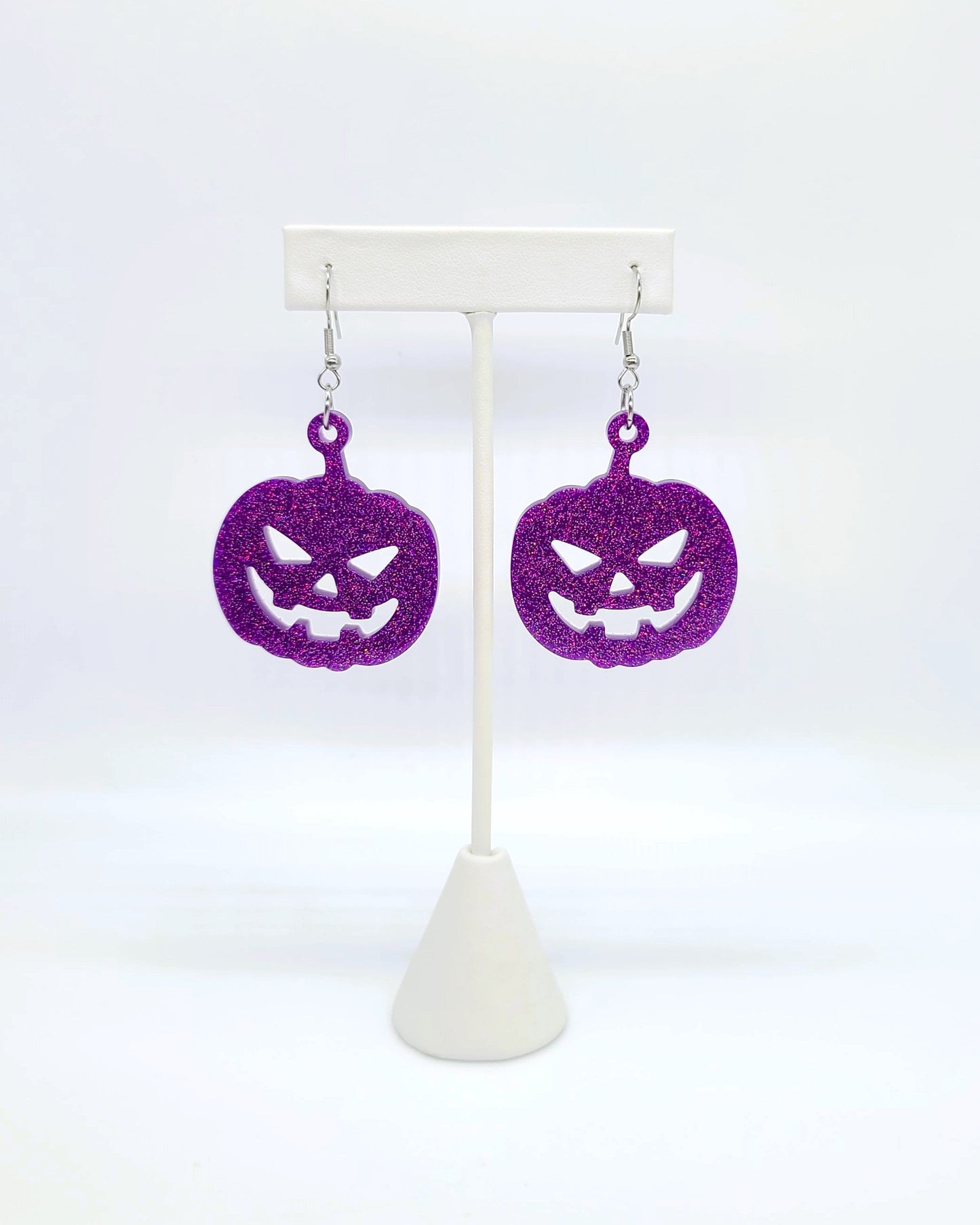 Spooky Halloween Pumpkin Jack-O-Lantern Earrings - Eco-Friendly Resin
