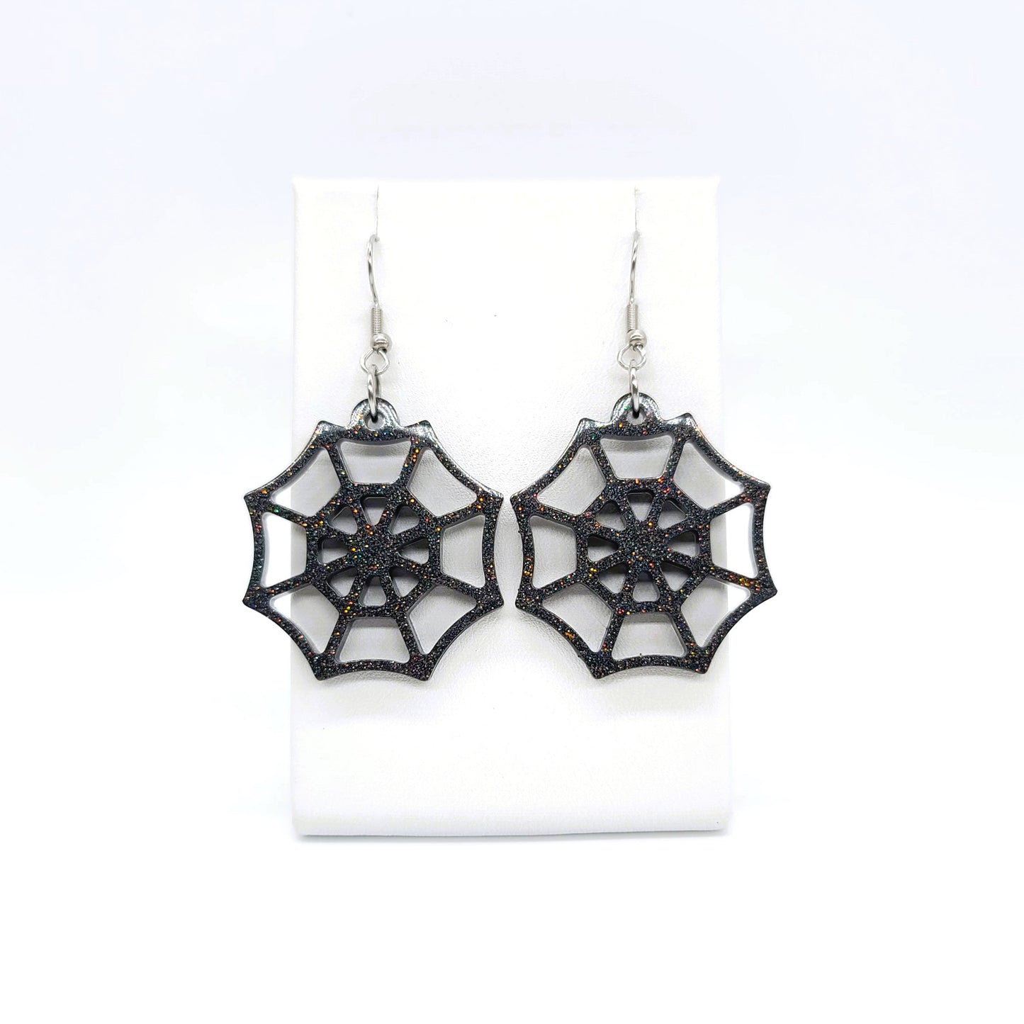Spooky Halloween Spiderweb Earrings - Eco-Friendly Resin