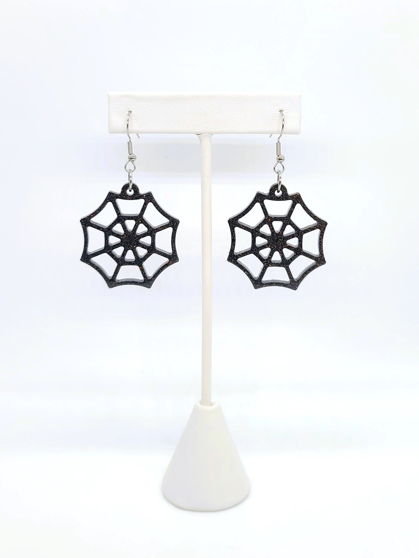 Spooky Halloween Spiderweb Earrings - Eco-Friendly Resin
